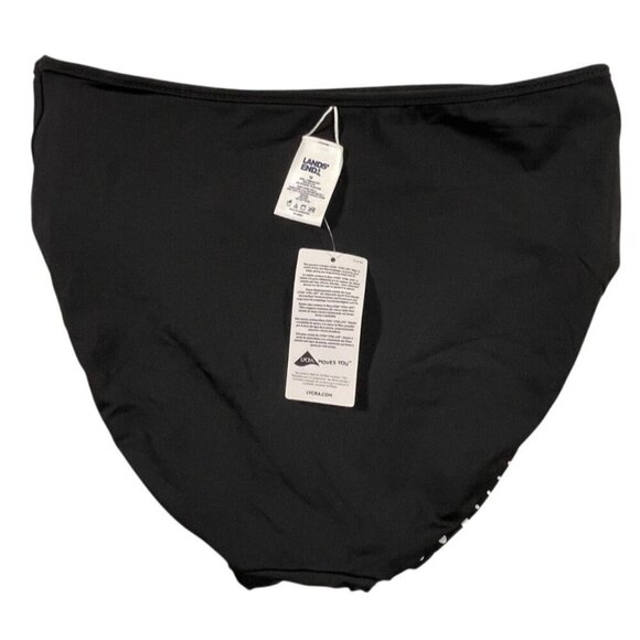 Lands’ End Reversible High-Waisted Bikini Bottom Black Polka Dot Size 12 NWT - Picture 5 of 9